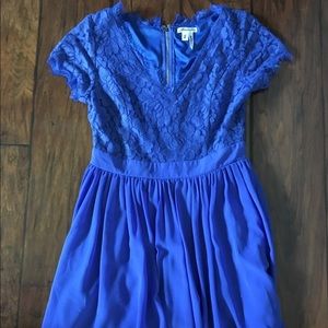 Blue lace mini dress